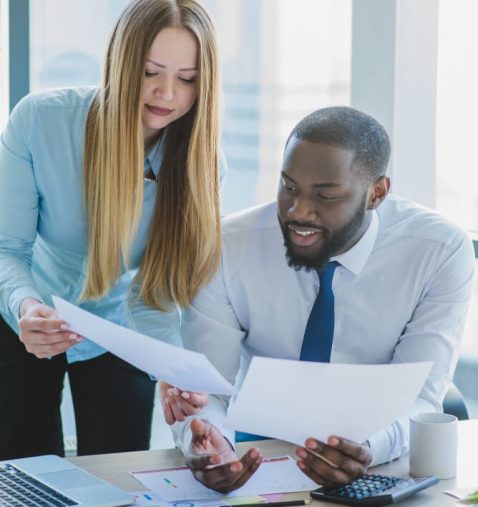 Business people checking papers-0